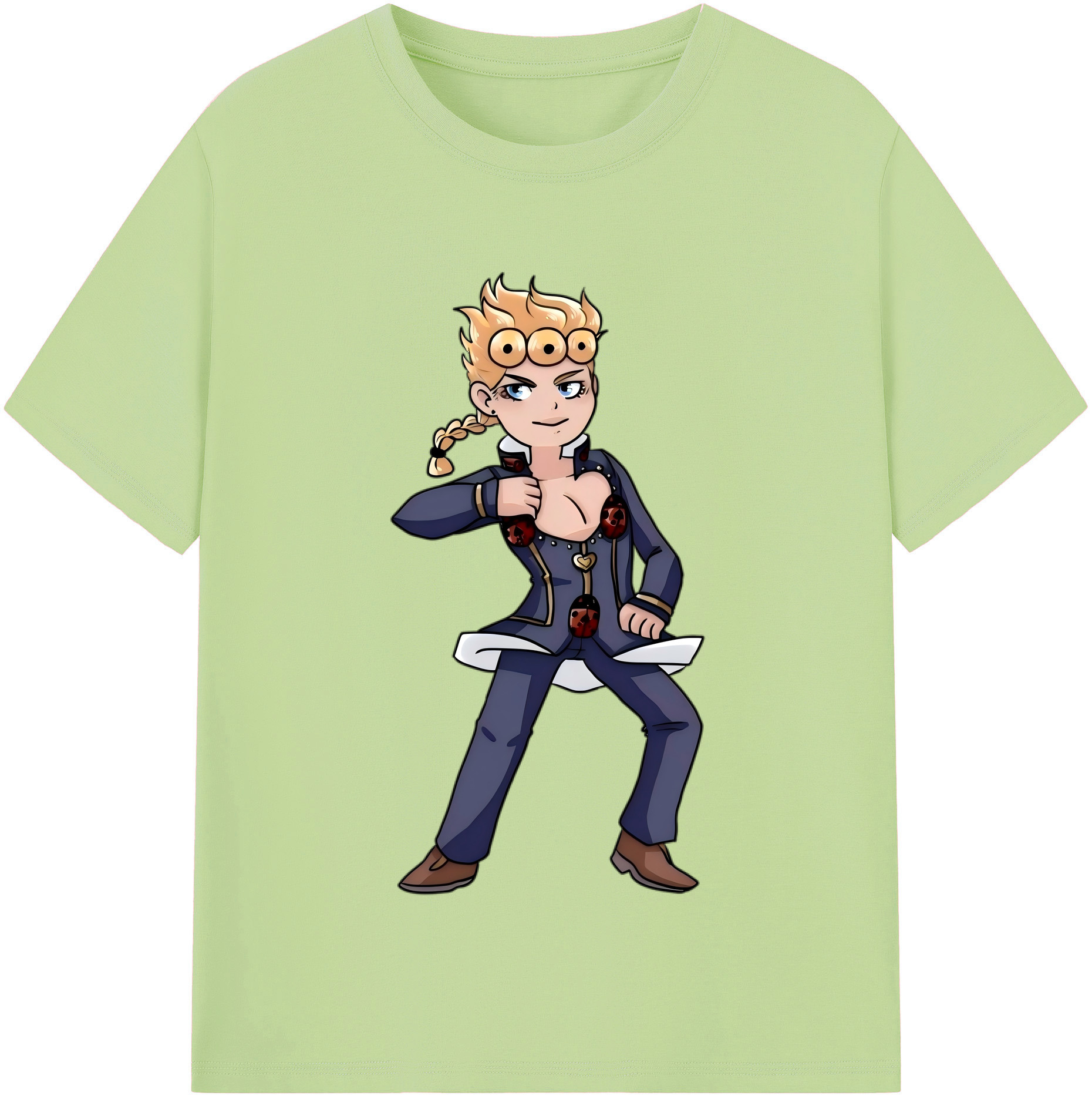 （画像用） ジョジョの奇妙な冒険 ジョルノ?ジョバァーナ JoJo's Bizarre Adventure Giorno Giovanna 綿100％半袖Tシャツ（フロントプリント）